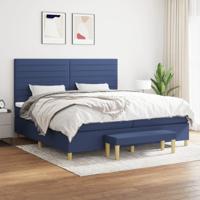 Boxspring met matras stof blauw 200x200 cm