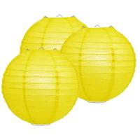 Luxe bol feest lampion - 5x - geel - dia 35 cm - papier