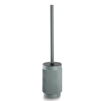 Toiletborstel Stripes - in houder - kunststeen - groen - rond - 10 x 42 cm