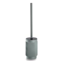 Toiletborstel Stripes - in houder - kunststeen - groen - rond - 10 x 42 cm