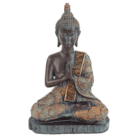 Thaise Boeddha Beeld Mediterend Polyresin Zwart - 15 x 10 x 23 cm - thumbnail