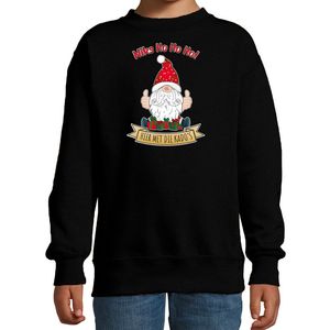 Kersttrui/sweater voor kinderen - Kado Gnoom - zwart - Kerst kabouter