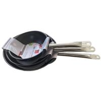 Set van 3 koekenpannen - BAUMALU - Gastronomie - 20 / 24 / 28 cm - Roestvrij staal Set van 3 koekenpannen - BAUMALU - Gastronomie - 20 / 24 / 28 cm - Roestvrij staal