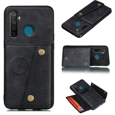 Voor OPPO Realme 5 Pro schokbestendige magnetische PU + TPU beschermhoes met kaartsleuven (zwart)