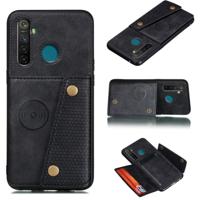 Voor OPPO Realme 5 Pro schokbestendige magnetische PU + TPU beschermhoes met kaartsleuven (zwart)