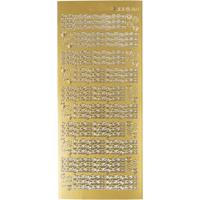 Stickers, indbydelse, vel 10x23 cm, goud, 1 vel