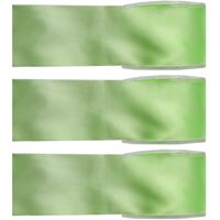3x Hobby/decoratie groene satijnen sierlinten 2,5 cm/25 mm x 25 meter - thumbnail
