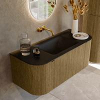 Badmeubel Mondiaz Kurve | 110 cm cm | Meubelkleur Dusk | Wastafelkleur Urban | Solid surface | Wasbak midden spoelbak | Zonder kraangat(en)