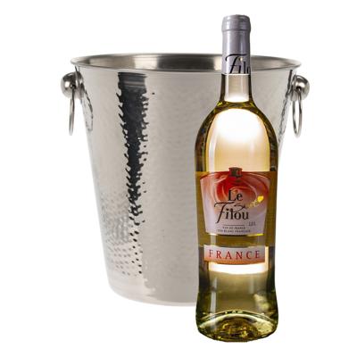 Champagne & wijnfles koeler/ijsemmer - zilver - rvs - 18 x 20 cm
