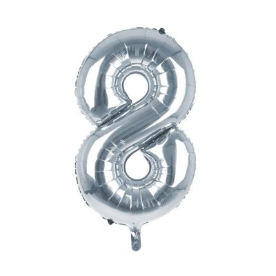 Cijfer Ballon '8' Zilver (100CM)
