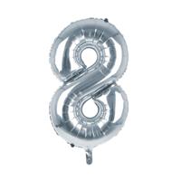Cijfer Ballon '8' Zilver (100CM)