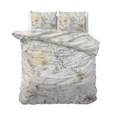 Dekbedovertrek Katoen Satijn Aurora White Patroon & Bloemen 240x200 Cm Verkoelend Manilla - Dekbed-Discounter.nl