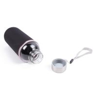 Drinkfles/waterfles - 420 ml - zwart - glas - met hoes - 6 x 19 cm Drinkfles/waterfles - 420 ml - zwart - glas - met hoes - 6 x 19 cm