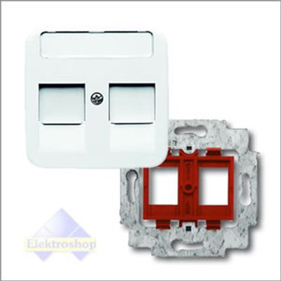 Busch-Jaeger Reflex SI RJ45 inbouwset met draagframe rood en inzetplaat wit