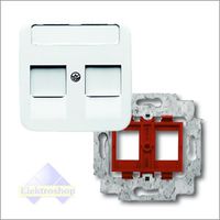 Busch-Jaeger Reflex SI RJ45 inbouwset met draagframe rood en inzetplaat wit