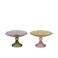 Etagere bloem glas 2 assorti Ø16xH9,8cm