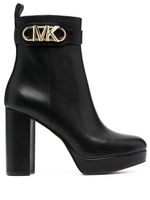 Michael Michael Kors bottes en cuir à plaque logo - Noir