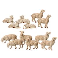 Kerststal schapen beeldjes - 6x st - wit - 5 cm - hout - miniatuur beeldjes