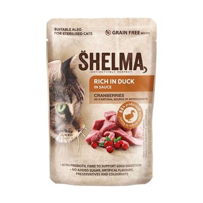 SHELMA Rich in duck in sauce - nat kattenvoer - 85g