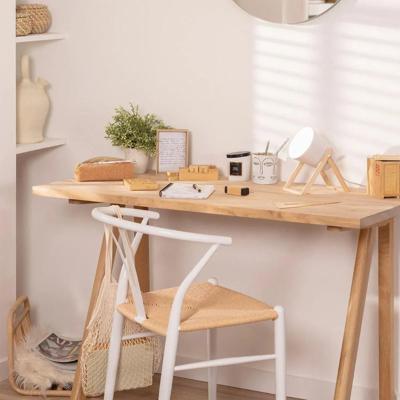 Minimalistische tafellamp wit met hout schakelaar en stekker &apos;Sebastian&apos;