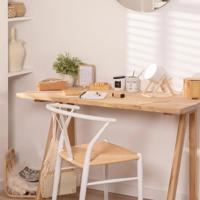 Minimalistische tafellamp wit met hout schakelaar en stekker &apos;Sebastian&apos;