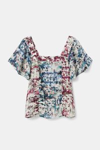 Blouse met ruches en camouflage - BLUE - M