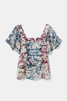 Blouse met ruches en camouflage - BLUE - M