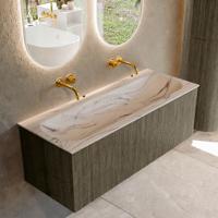 Badmeubel Mondiaz Kurve-Dlux | 120 cm | Meubelkleur Shadow | Wastafelkleur Nata | Solid surface | Wasbak midden spoelbak | Zonder kraangat(en)