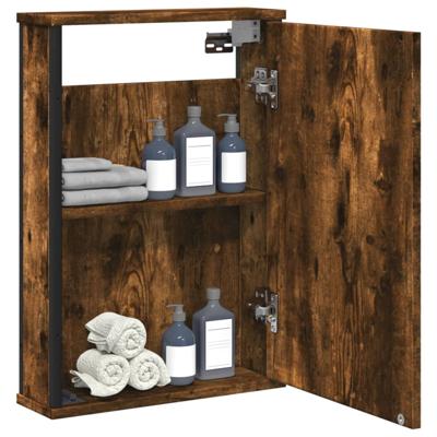 Badkamerspiegelkast 42x12x60 cm bewerkt hout gerookt eikenkleur