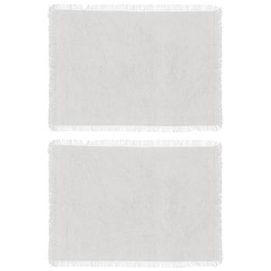 Secret de Gourmet placemats Kenya - 10x - wit - 45 x 30 cm - katoen - met franjes