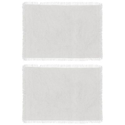 Secret de Gourmet placemats Kenya - 10x - wit - 45 x 30 cm - katoen - met franjes