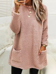 Plush Crew Neck Casual Thermal Dress