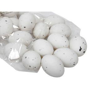 24x stuks decoratie eieren plastic - H6 cm - wit
