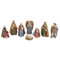 Set van 8x stuks polystone kerststal beelden / figuren 3-11 cm