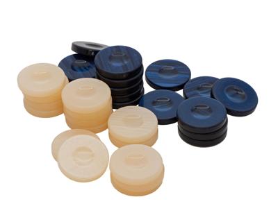 Deluxe Backgammon Stenen Blauw & Ivoor 36mm Deluxe Backgammon Stenen Blauw & Ivoor 36mm