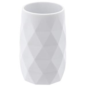 Badkamer Tandenborstelbeker Diamond - wit - kunststof - 6 x 12 cm