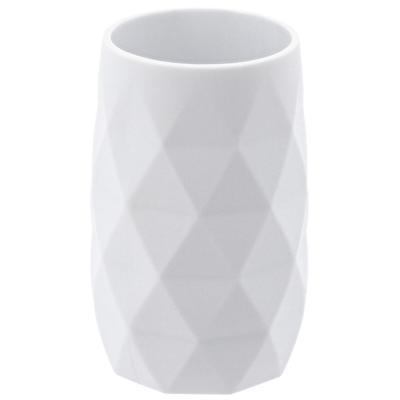Badkamer Tandenborstelbeker Diamond - wit - kunststof - 6 x 12 cm
