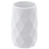 Badkamer Tandenborstelbeker Diamond - wit - kunststof - 6 x 12 cm