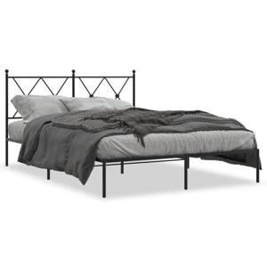 Bedframe met hoofdbord metaal zwart 140x200 cm