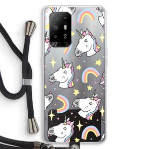 Rainbow Unicorn: Oppo A95 5G Transparant Hoesje met koord