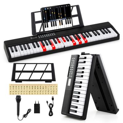 Vouwbaar 61-toetsen Piano Toetsenbord met Split-functie & 3 Leermodi & Microfoon Toetsenbord