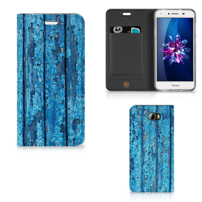 Huawei Y5 2 | Y6 Compact Book | Wallet Case | Wood Blue