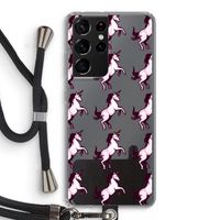 Musketon Unicorn: Samsung Galaxy S21 Ultra Transparant Hoesje met koord