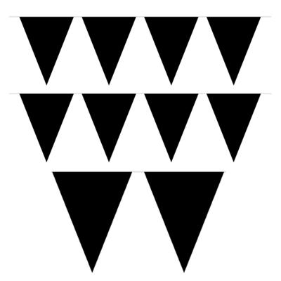 Party Vlaggenlijn puntvlaggetjes - 2x - kunststof - zwart - 10 meter - Slinger - versiering