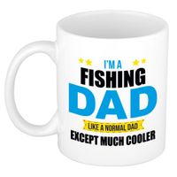 Fishing dad mok / beker wit 300 ml - Cadeau mokken - Papa/ Vaderdag