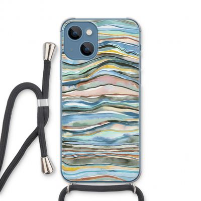 Watercolor Agate: iPhone 13 Transparant Hoesje met koord