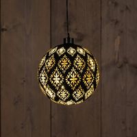 Anna's Collection - Glass Ball Baroque Black/Gold 15Cm /12Led Warm White / - thumbnail