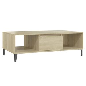 The Living Store Salontafel Industrieel - 103.5 x 60 x 35 cm - Sonoma eiken - Opbergschappen