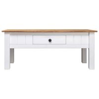 The Living Store Salontafel Grenenhout - Wit en natuurlijke houtkleur - 100x60x45 cm - Met lade