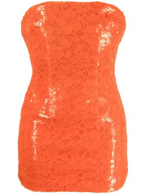 LaQuan Smith robe-bustier à fleurs en dentelle - Orange